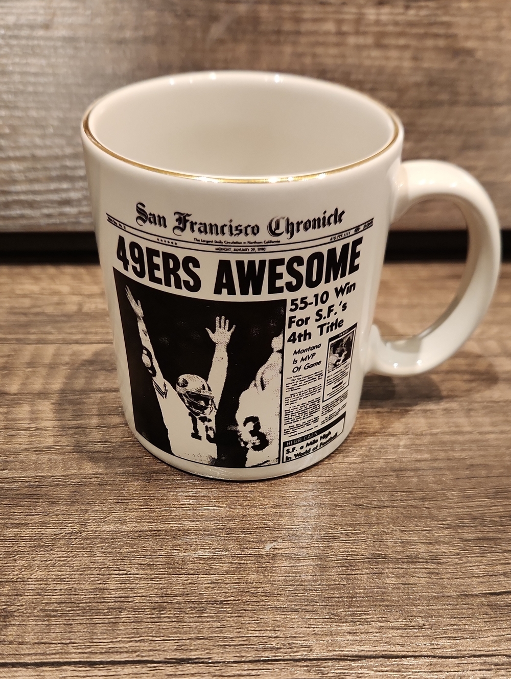 Like New 1990 San Francisco Chronicle '49ers Awesome' White Ceramic Coffee Mug